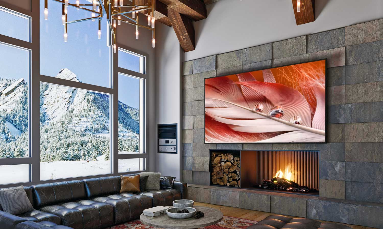 sony home theater with mountains in the background