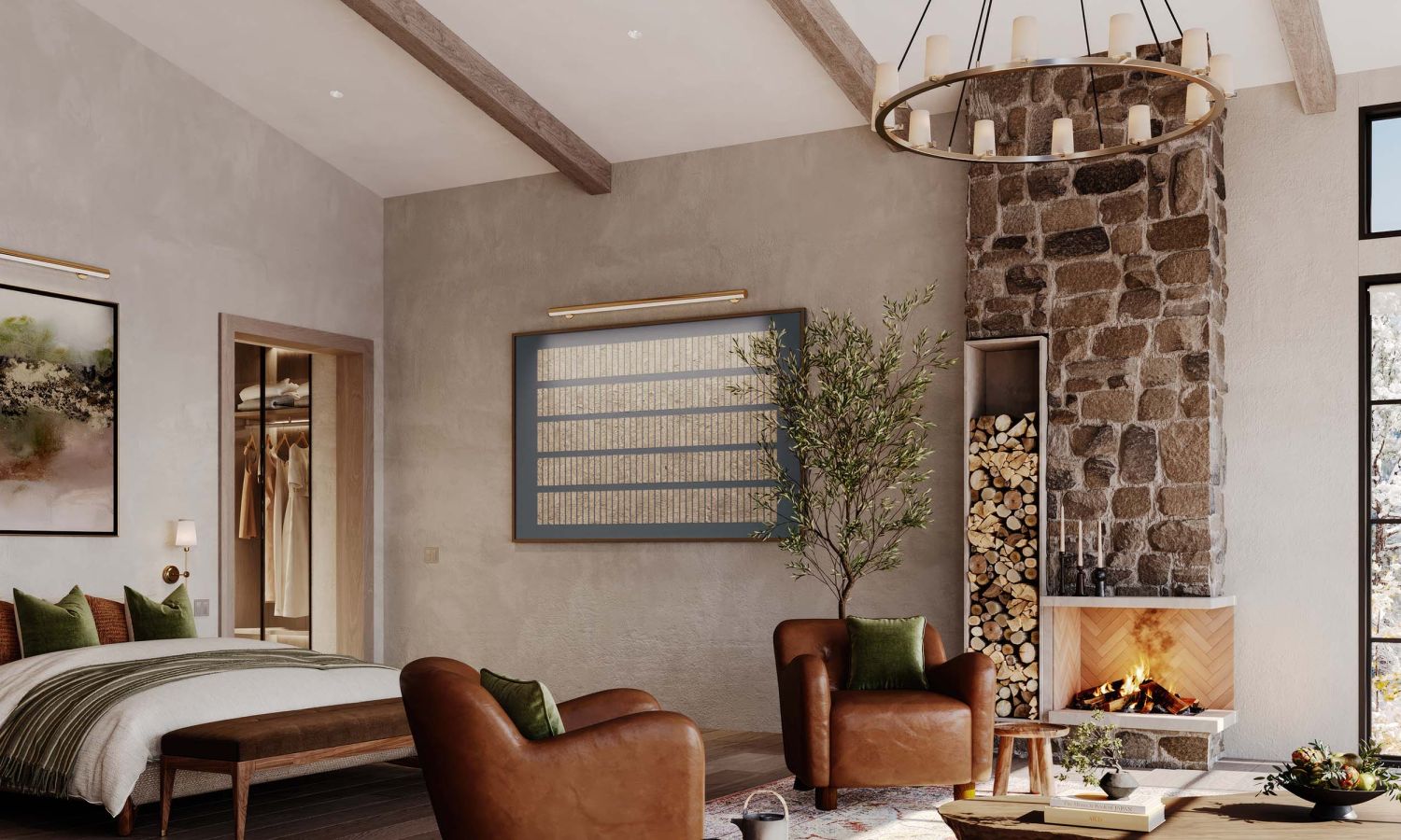 lutron image with mountain scene through the window