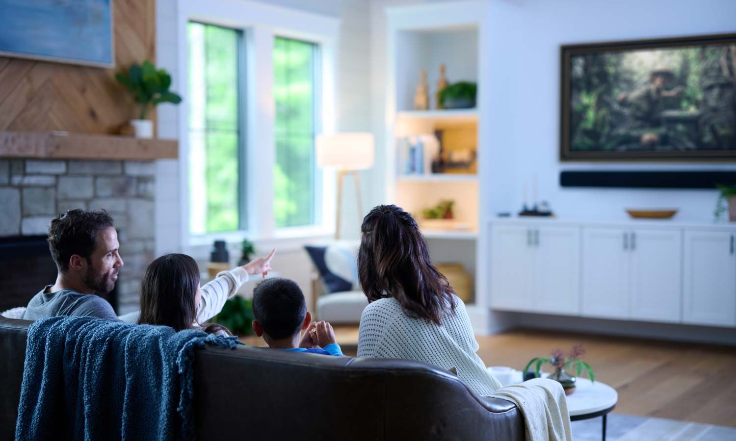family watching tv