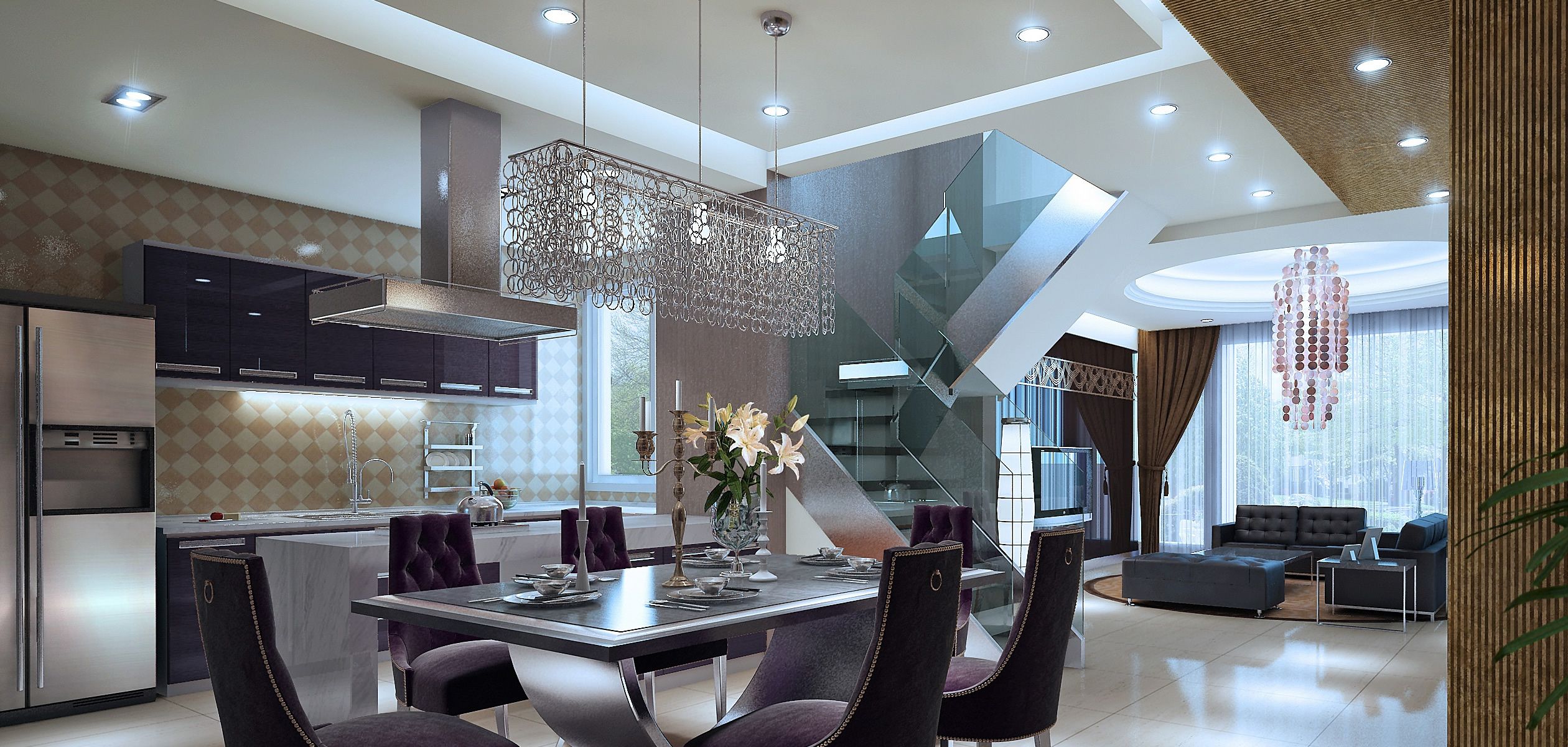 Modern home with Crestron technology and lighting